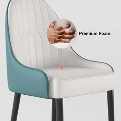 Modern Side Chair Set with Faux Leather Upholstery, White & Green