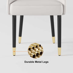 Modern Side Chair Set with Faux Leather Upholstery, White & Green