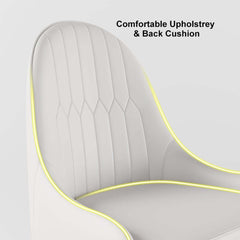 Modern Side Chair Set with Faux Leather Upholstery, White & Green