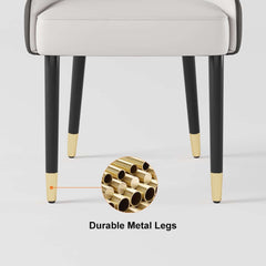 Modern Side Chair Set with Faux Leather Upholstery, White & Green