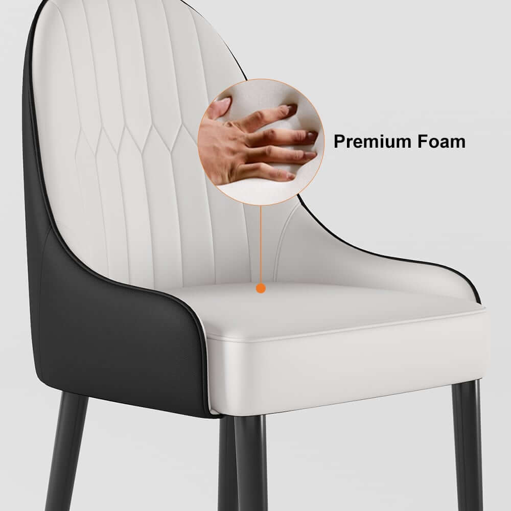 Modern Side Chair Set with Faux Leather Upholstery, White & Green