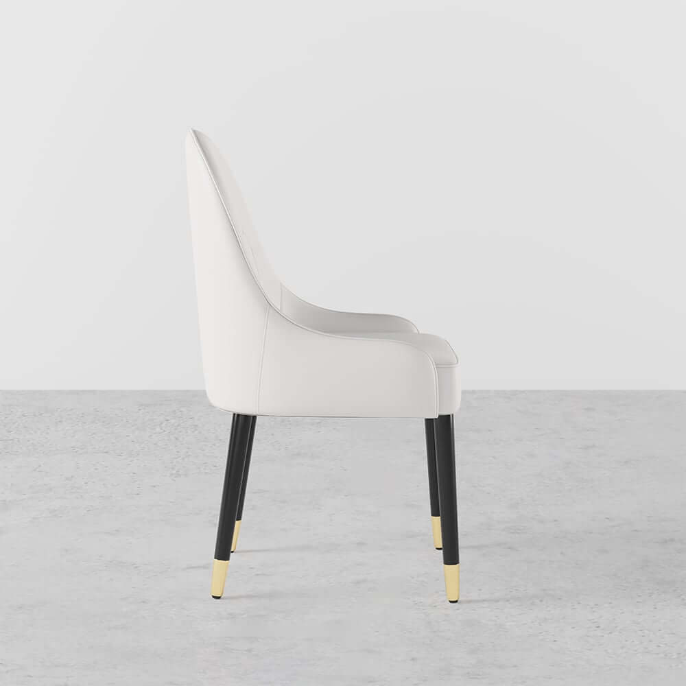 Modern Side Chair Set with Faux Leather Upholstery, White & Green