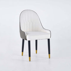 Modern Side Chair Set with Faux Leather Upholstery, White & Green