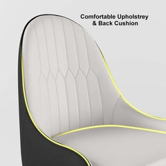 Modern Side Chair Set with Faux Leather Upholstery, White & Green