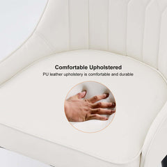 Modern Side Chair Set with Faux Leather Upholstery, White & Green