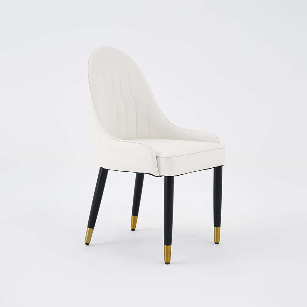 Modern Side Chair Set with Faux Leather Upholstery, White & Green