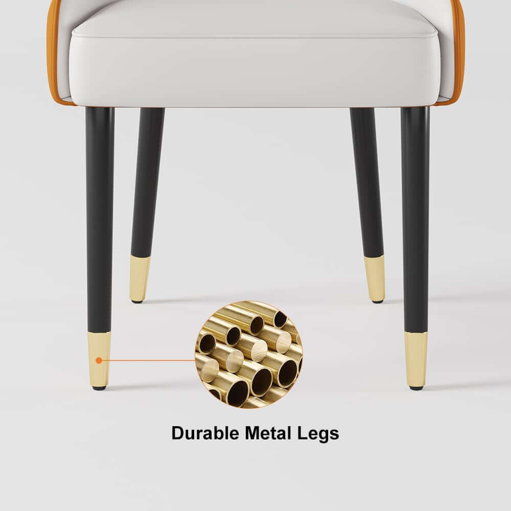 Modern Side Chair Set with Faux Leather Upholstery, White & Green