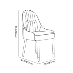 Modern Side Chair Set with Faux Leather Upholstery, White & Green Dimensions