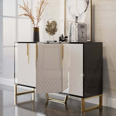 Modern Sideboard with Gold Accents and 4 Doors