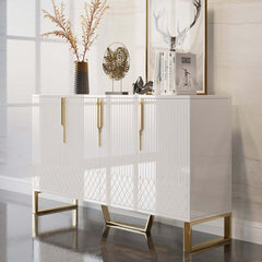 Modern Sideboard with Gold Accents and 4 Doors