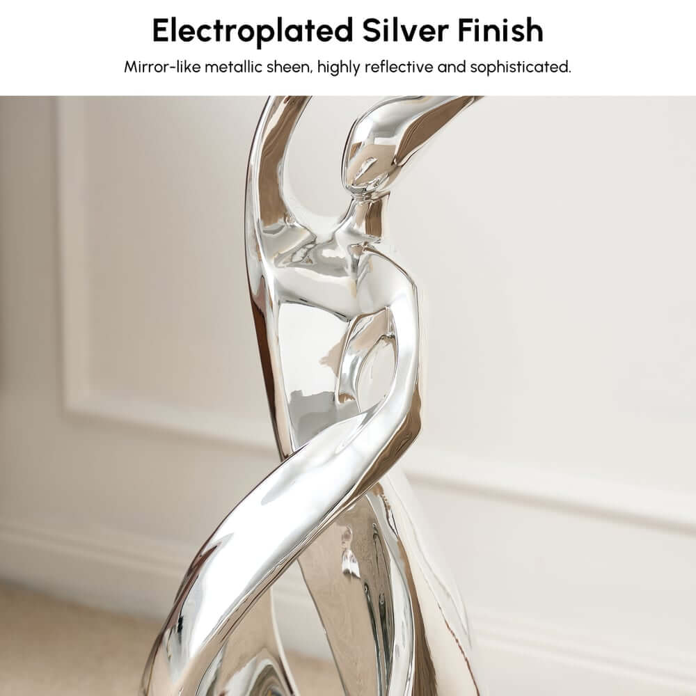 Modern Silver Resin Sculpture with LED Illuminated Sphere