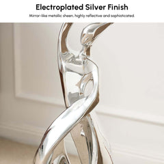 Modern Silver Resin Sculpture with LED Illuminated Sphere