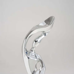 Modern Silver Resin Sculpture with LED Illuminated Sphere