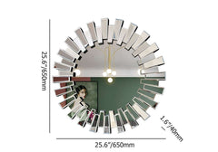 Modern Silver Round Wall Mirror with Radiating MDF Frame Dimensions