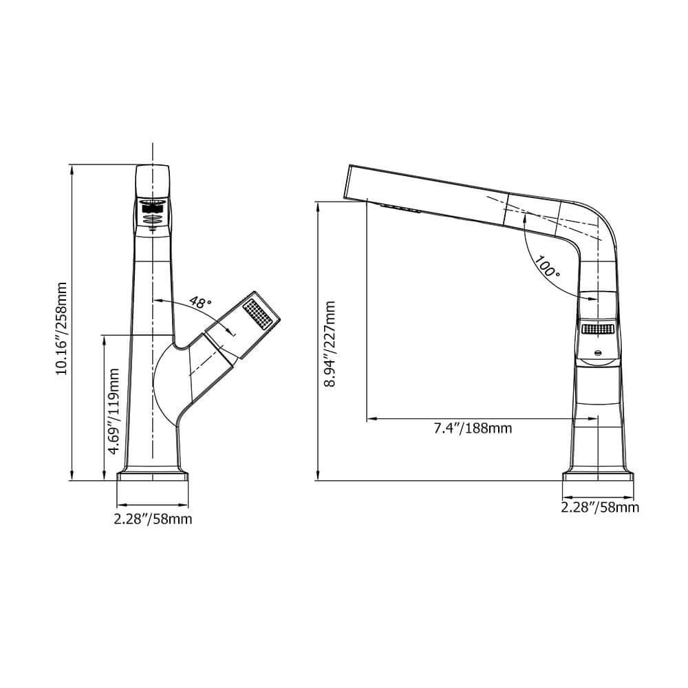 Modern Single Handle Pull-Out Bathroom Faucet in Black