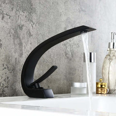 Modern Single Hole Bathroom Faucet in Brass with Lever Handle
