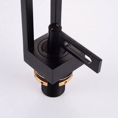 Modern Single Hole Bathroom Faucet in Matte Black with Lever Handle