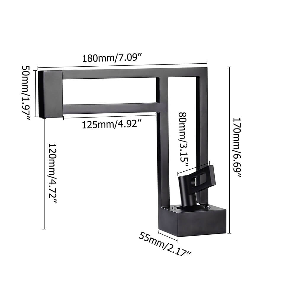 Modern Single Hole Bathroom Faucet in Matte Black with Lever Handle