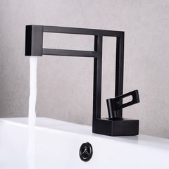 Modern Single Hole Bathroom Faucet in Matte Black with Lever Handle