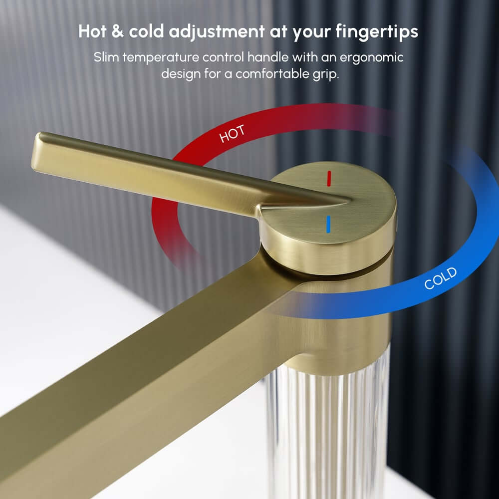 Modern Single Hole Bathroom Faucet with Brass Construction and Brushed Gold Finish