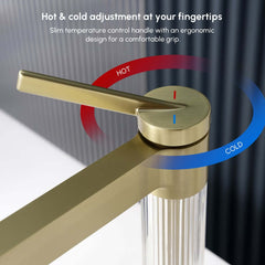 Modern Single Hole Bathroom Faucet with Brass Construction and Brushed Gold Finish
