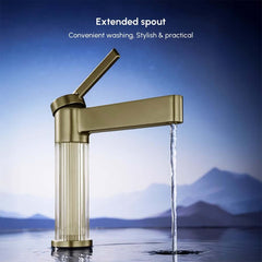 Modern Single Hole Bathroom Faucet with Brass Construction and Brushed Gold Finish
