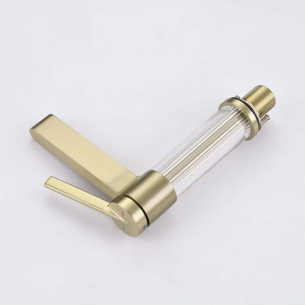 Modern Single Hole Bathroom Faucet with Brass Construction and Brushed Gold Finish