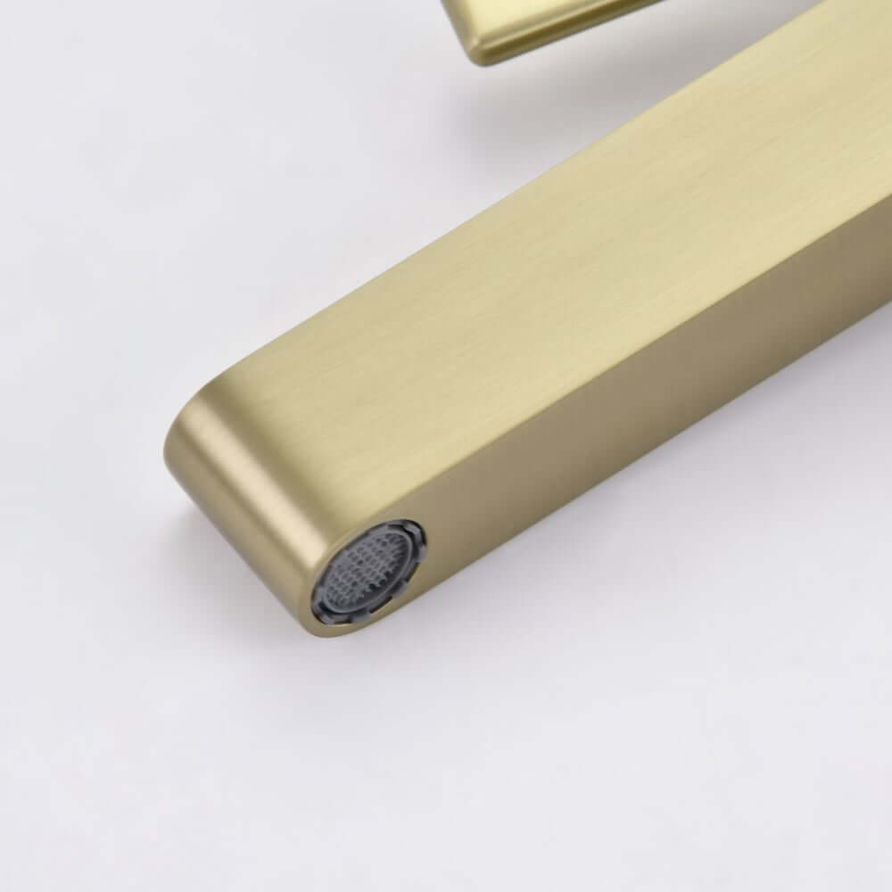 Modern Single Hole Bathroom Faucet with Brass Construction and Brushed Gold Finish