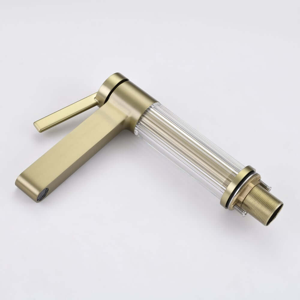Modern Single Hole Bathroom Faucet with Brass Construction and Brushed Gold Finish