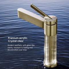 Modern Single Hole Bathroom Faucet with Brass Construction and Brushed Gold Finish