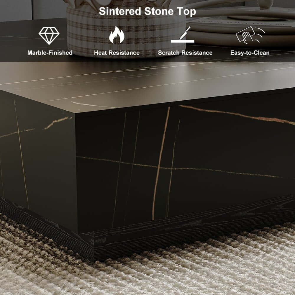 Modern Sintered Stone Coffee Table With 2 Drawers