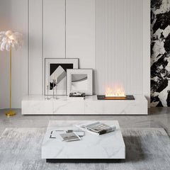 Modern Sintered Stone Coffee Table With 2 Drawers