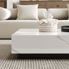 Modern Sintered Stone Coffee Table With 2 Drawers