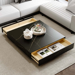 Modern Sintered Stone Coffee Table With 2 Drawers
