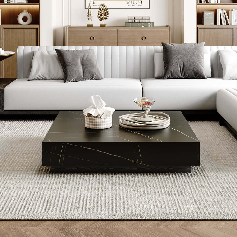 Modern Sintered Stone Coffee Table With 2 Drawers