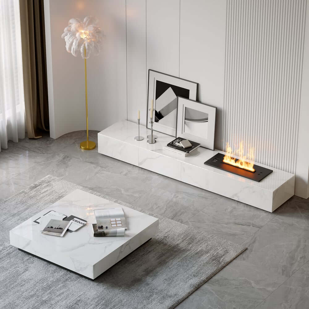 Modern Sintered Stone Coffee Table With 2 Drawers