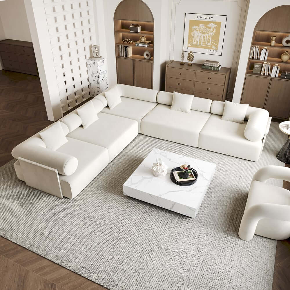Modern Sintered Stone Coffee Table With 2 Drawers