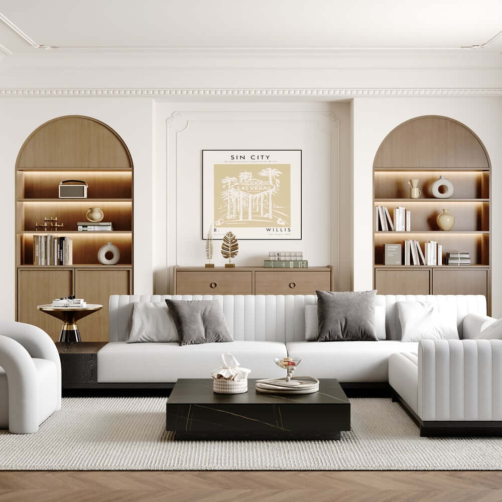 Modern Sintered Stone Coffee Table With 2 Drawers