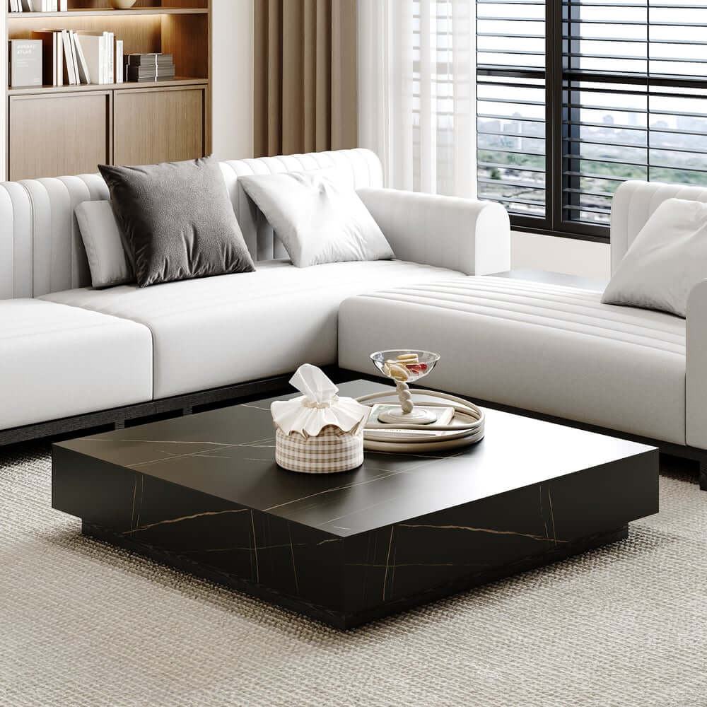 Modern Sintered Stone Coffee Table With 2 Drawers Main Product Image