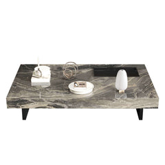 Modern Sintered Stone Coffee Table with Carbon Steel Base