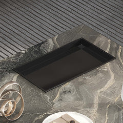 Modern Sintered Stone Coffee Table with Carbon Steel Base