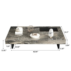 Modern Sintered Stone Coffee Table with Carbon Steel Base