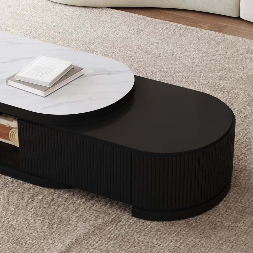Modern Sintered Stone Coffee Table With Drawers