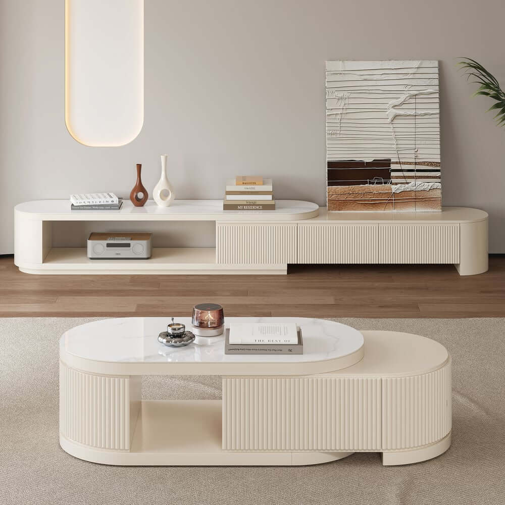 Modern Sintered Stone Coffee Table With Drawers