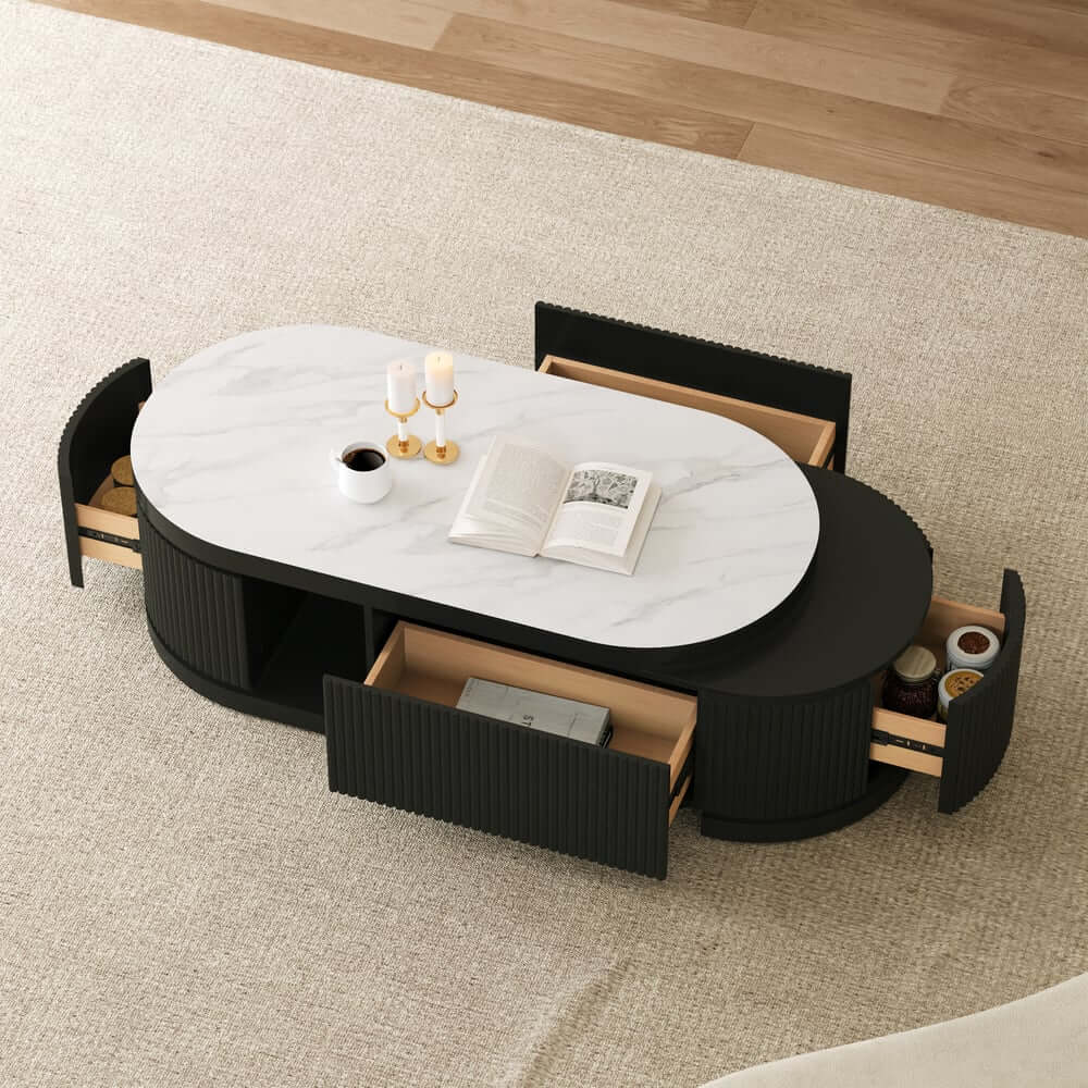 Modern Sintered Stone Coffee Table With Drawers