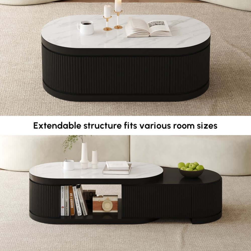 Modern Sintered Stone Coffee Table With Drawers