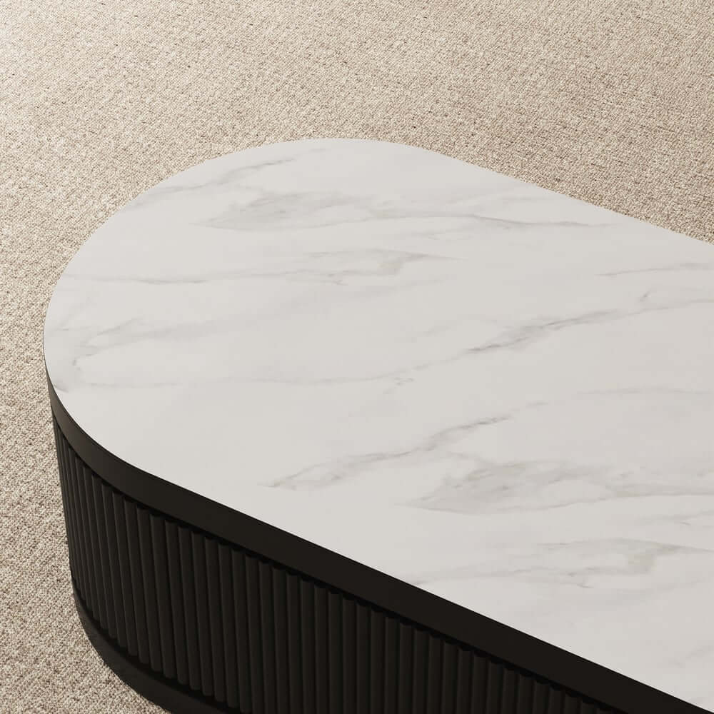 Modern Sintered Stone Coffee Table With Drawers