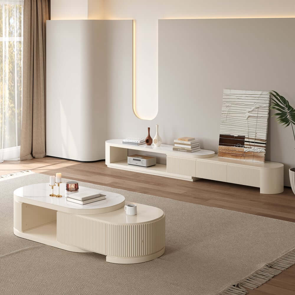 Modern Sintered Stone Coffee Table With Drawers