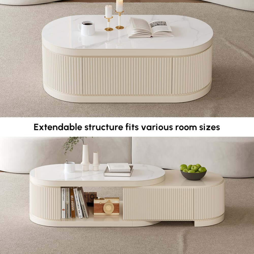 Modern Sintered Stone Coffee Table With Drawers