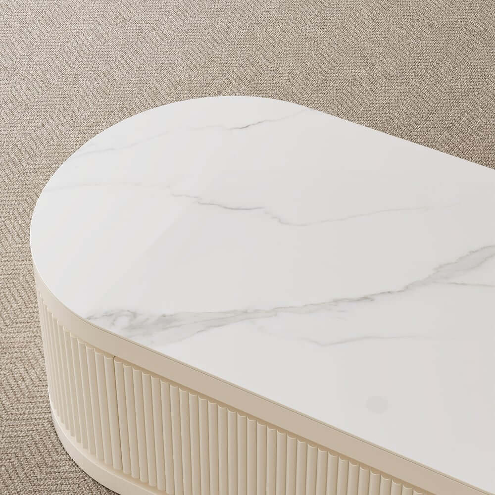 Modern Sintered Stone Coffee Table With Drawers
